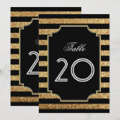 Numéros de table Art Déco dorés pailletés des anné (Devant / Derrière)