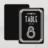 Numéros de table Art Déco Noir & Blanc Simples (Devant / Derrière)