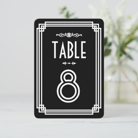 Numéros de table Art Déco noir et blanc simple (Debout devant)