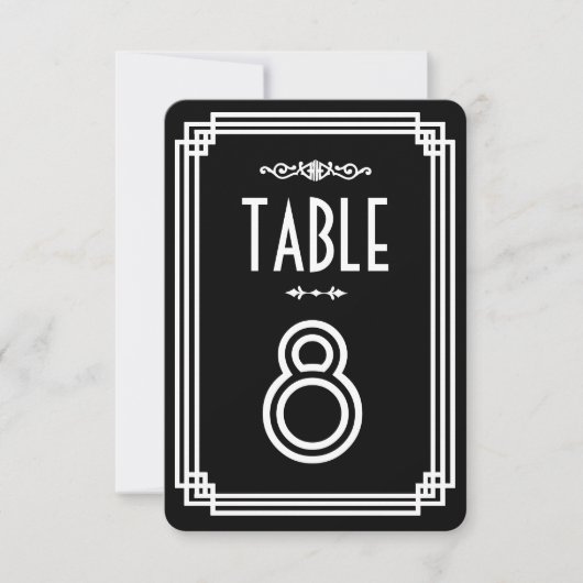 Numéros de table Art Déco noir et blanc simple (Devant)