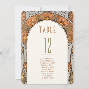 Numéros de table Art Nouveau vintage Mariage