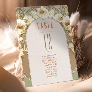 Numéros de table Art Nouveau vintage Mariage