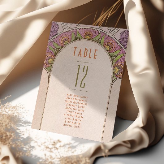 Numéros de table Art Nouveau vintage Mariage