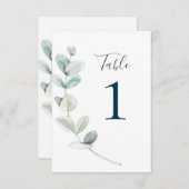 Numéros de table au eucalyptus à l'aquarelle moder (Devant / Derrière)