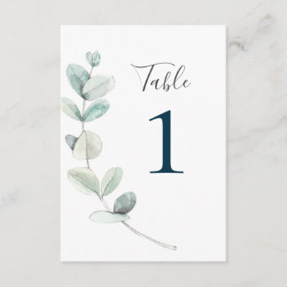 Numéros de table au eucalyptus à l'aquarelle moder
