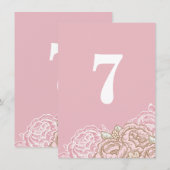 Numéros de table aux choux roses vintage (Devant / Derrière)