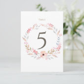 Numéros de table Baptême Fille Rose Pâle Floral (Debout devant)