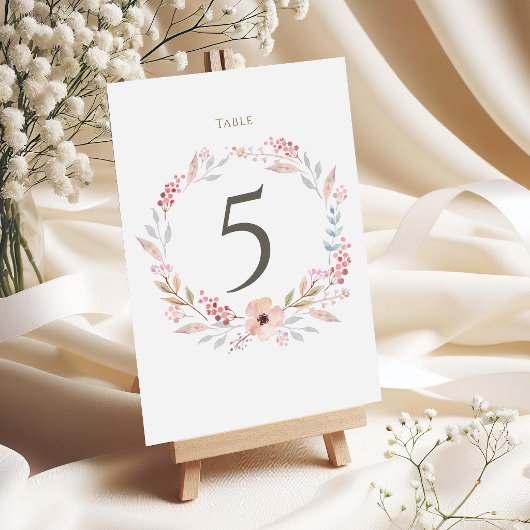 Numéros de table Baptême Fille Rose Pâle Floral
