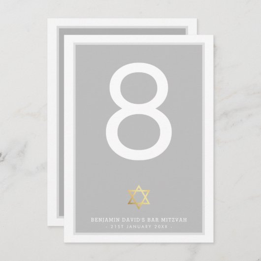 NUMÉROS DE TABLE Bar Mitzvah étoile de david gris (Devant / Derrière)