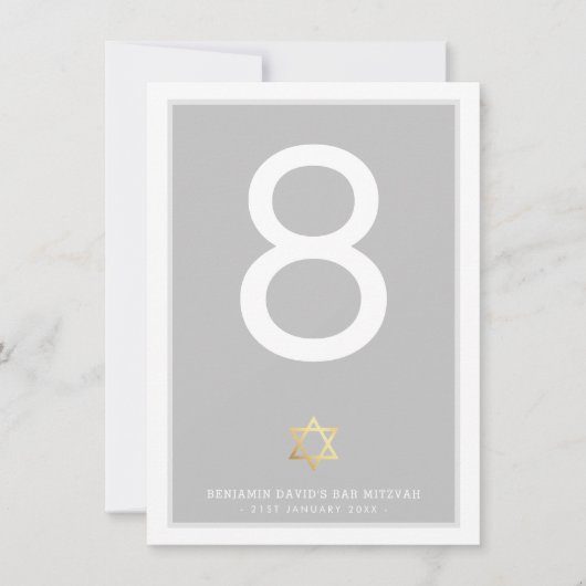 NUMÉROS DE TABLE Bar Mitzvah étoile de david gris (Devant)
