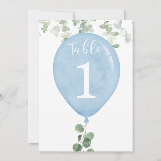 Numéros de table bleu Eucalyptus 5"x7" (Devant)