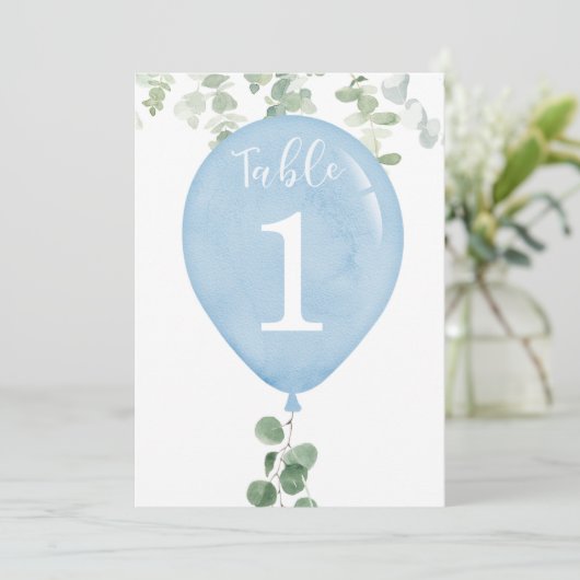 Numéros de table bleu Eucalyptus 5"x7" (Debout devant)