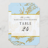 Numéros de table Bleu Feuilles de feuille à main (Devant / Derrière)