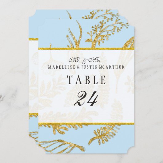 Numéros de table Bleu Feuilles de feuille à main (Devant / Derrière)