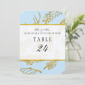 Numéros de table bleus Feuilles modernes dessinées (Debout devant)