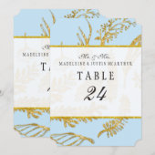 Numéros de table bleus Feuilles modernes dessinées (Devant / Derrière)