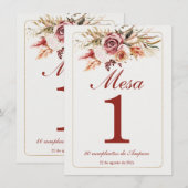 Numéros de Table Bohème Espagnol (Devant / Derrière)