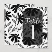 Numéros de table bohèmes marguerites encre noire (Devant / Derrière)