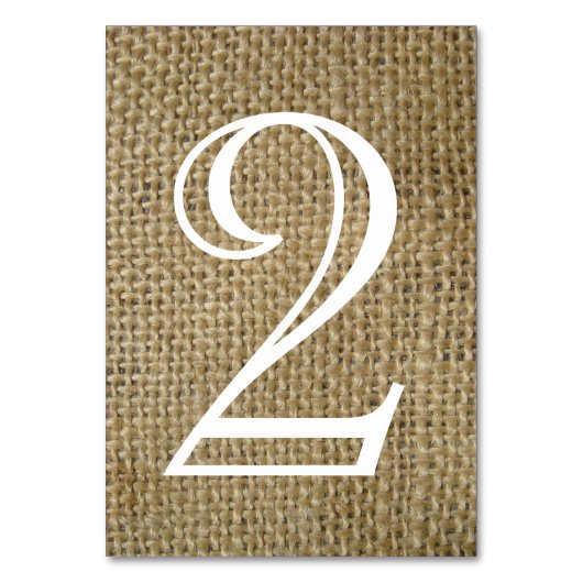 Numéros de table Burlap (Dos)