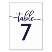Numéros de Table Calligraphie Élégante Bleu Nuit (Dos)