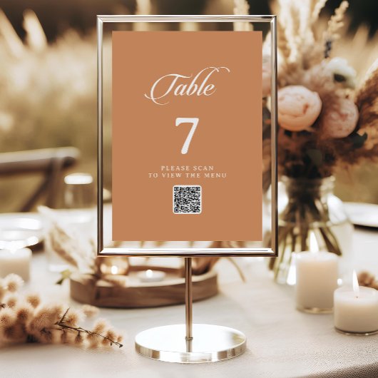 Numéros de table Chic Terracotta avec code QR call