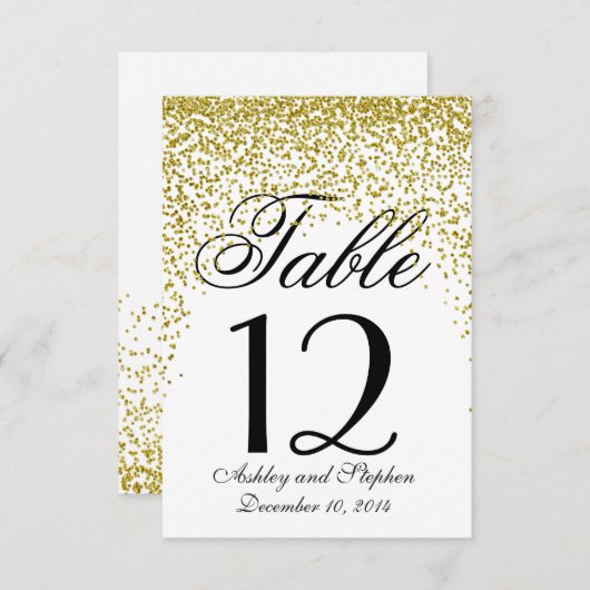 Numéros de table Confetti Parties scintillant Or (Devant / Derrière)