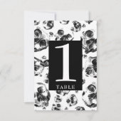Numéros de table crâne squelette noir et blanc (Dos)