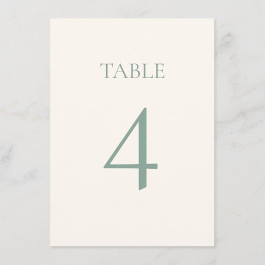 Numéros de table Crème et Sauge (Devant)