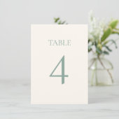 Numéros de table Crème et Sauge (Debout devant)