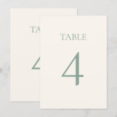 Numéros de table Crème et Sauge (Devant / Derrière)