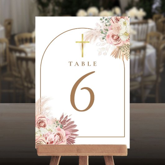 Numéros de table croisés en or floral Herbe de la
