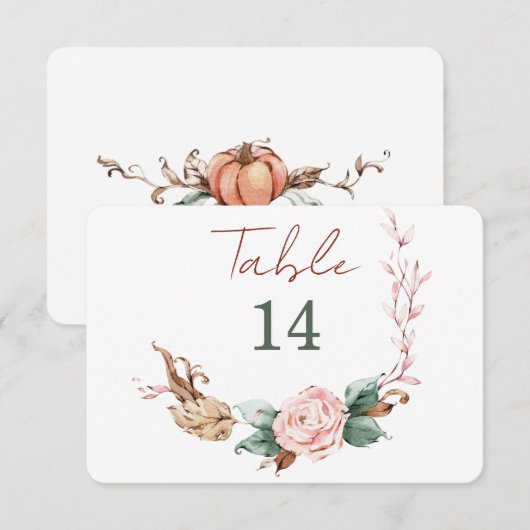 Numéros de table d'automne romantique (Devant / Derrière)