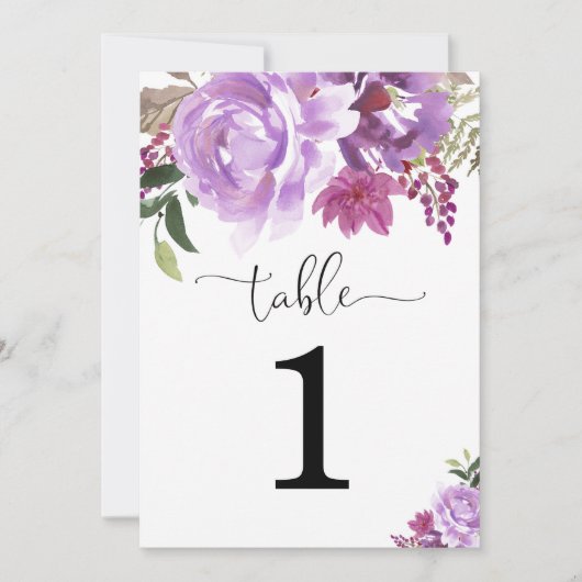 Numéros de table de 5"x7" pour lavande violette (Devant)