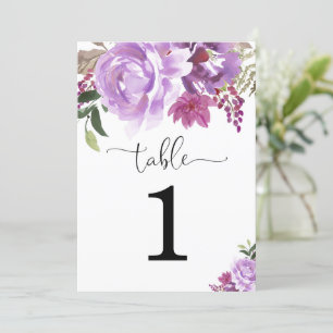 Numéros de table de 5"x7" pour lavande violette