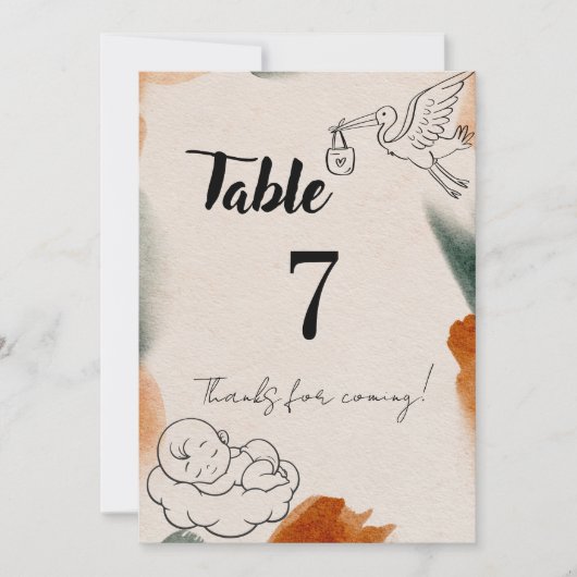 Numéros de table de Baby Shower Éditables | Pa Min (Devant)