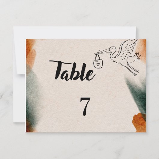 Numéros de table de Baby Shower modifiables | Pa m (Devant)