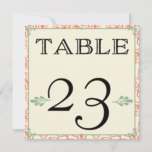 Numéros de table de campagne rustiques orange et s (Devant)