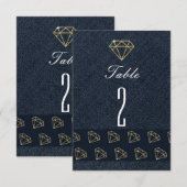 Numéros de table de fête en or et bleu Denim & Dia (Devant / Derrière)