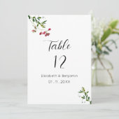 Numéros de table de fleurs rose rouge vert botaniq (Debout devant)