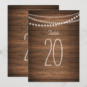 Numéros de table de guirlande de lumières rustique (Devant / Derrière)