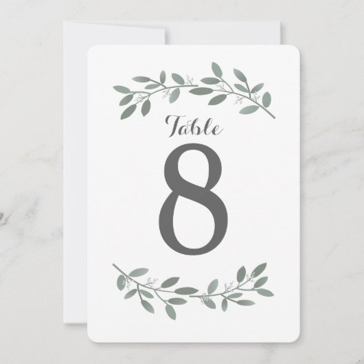 Numéros de table de la suite de mariage Eucalyptus (Devant)