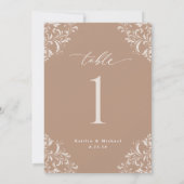 Numéros de table de mariage 5x7 Beige Taupe Élégan (Dos)
