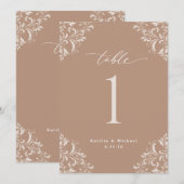 Numéros de table de mariage 5x7 Beige Taupe Élégan (Devant / Derrière)
