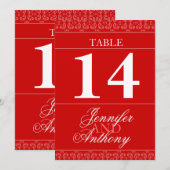 Numéros de table de mariage à bande rouge (Devant / Derrière)