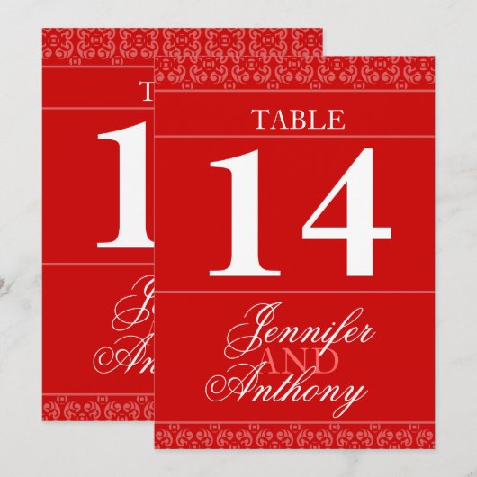 Numéros de table de mariage à bande rouge (Devant / Derrière)