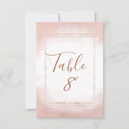 Numéros de table de mariage à cadre rose gold et r (Devant)
