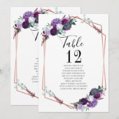 Numéros de table de mariage à fleurs violettes Pla (Devant / Derrière)