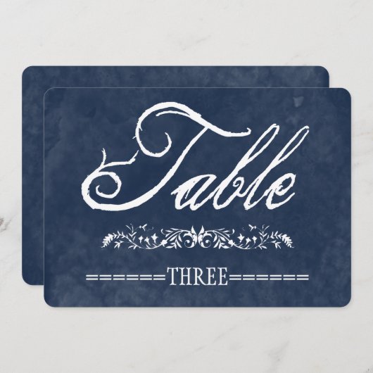 Numéros de table de mariage à l'aquarelle bleue (Devant / Derrière)