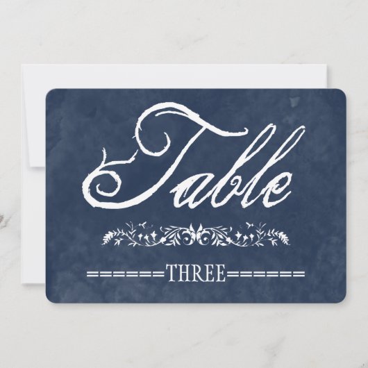 Numéros de table de mariage à l'aquarelle bleue (Devant)