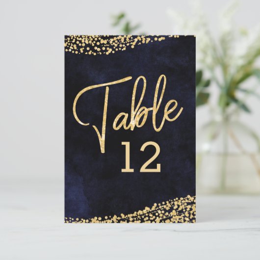 Numéros de table de mariage à l'aquarelle bleue ma (Debout devant)